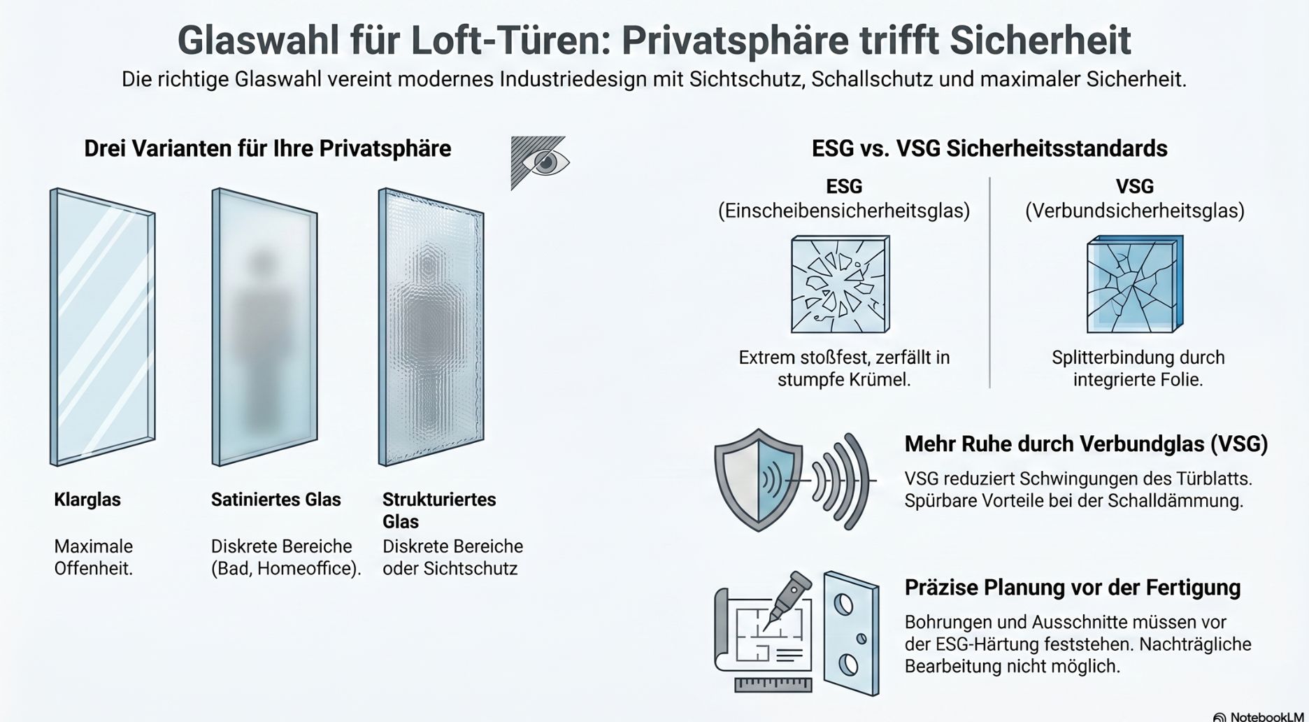 Grafik Glaswahl für Loft-Türen