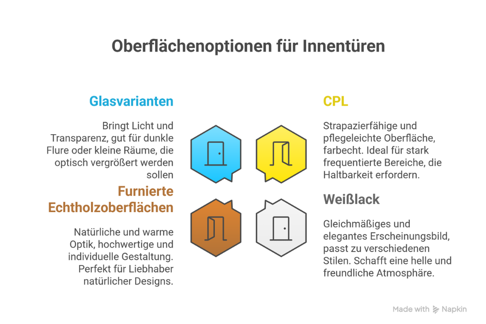 Oberflächenoptionen für Innentüren