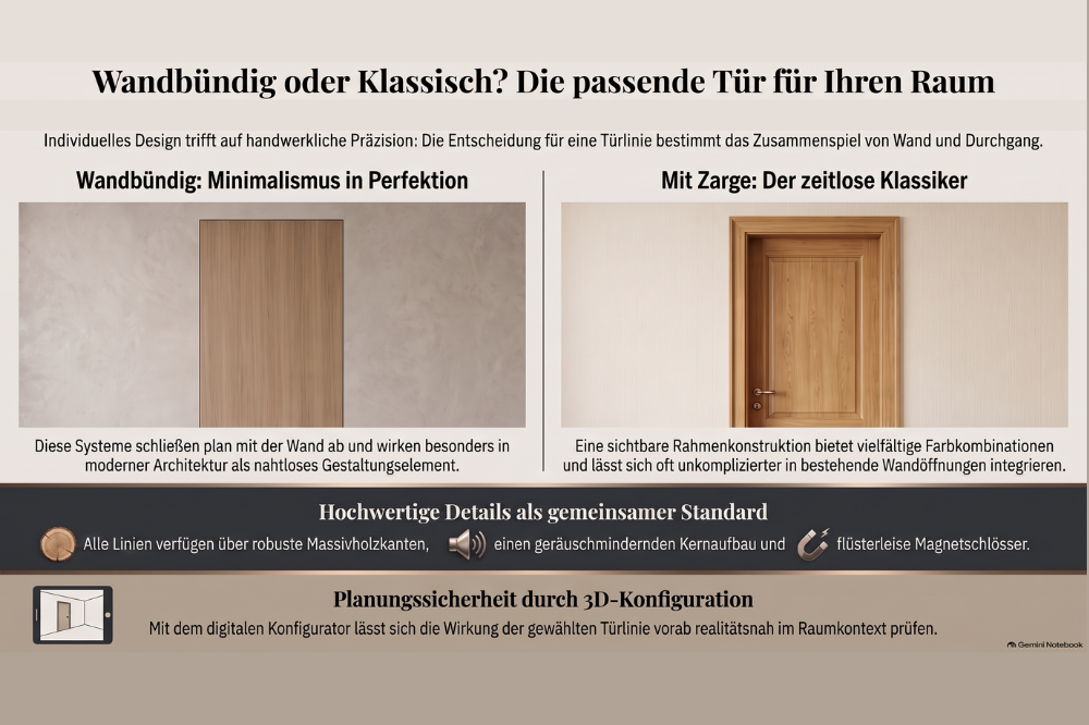 Türlinien im Vergleich - Wandbündig oder mit Zarge